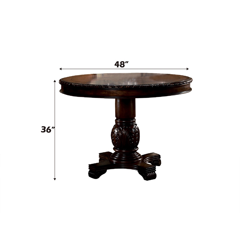 Bowery Hill Round Single Pedestal Counter Height Table in Espresso