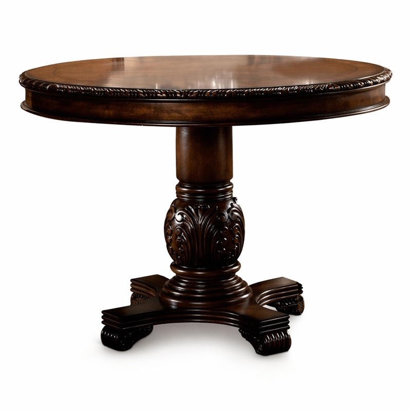 Bowery Hill Round Single Pedestal Counter Height Table in Espresso