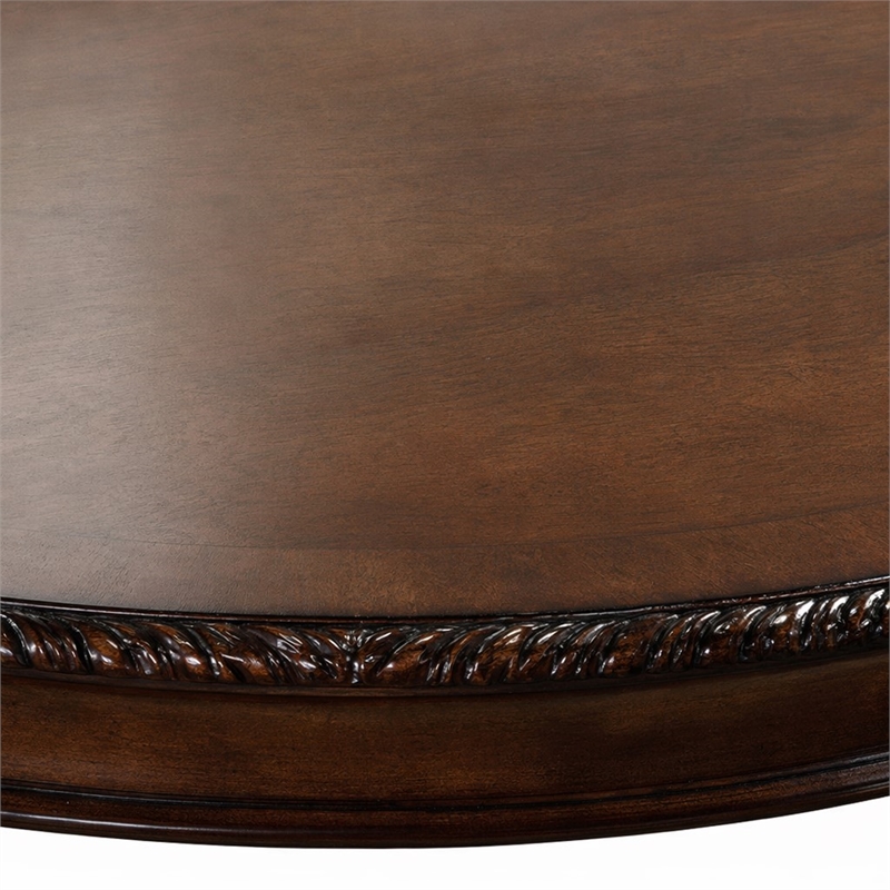 Bowery Hill Round Single Pedestal Counter Height Table in Espresso