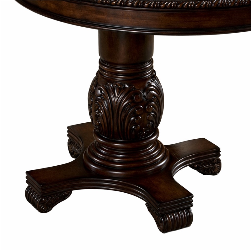 Bowery Hill Round Single Pedestal Counter Height Table in Espresso