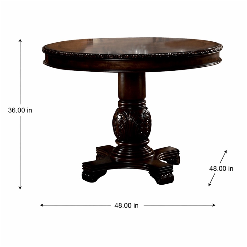 Bowery Hill Round Single Pedestal Counter Height Table in Espresso