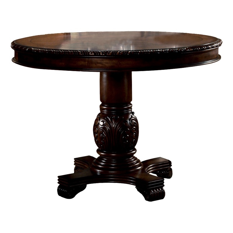 Bowery Hill Round Single Pedestal Counter Height Table in Espresso