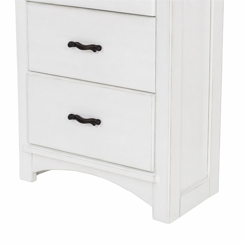 Bowery Hill Wooden Bookcase Cabinet with 3 Drawers in Pink and White