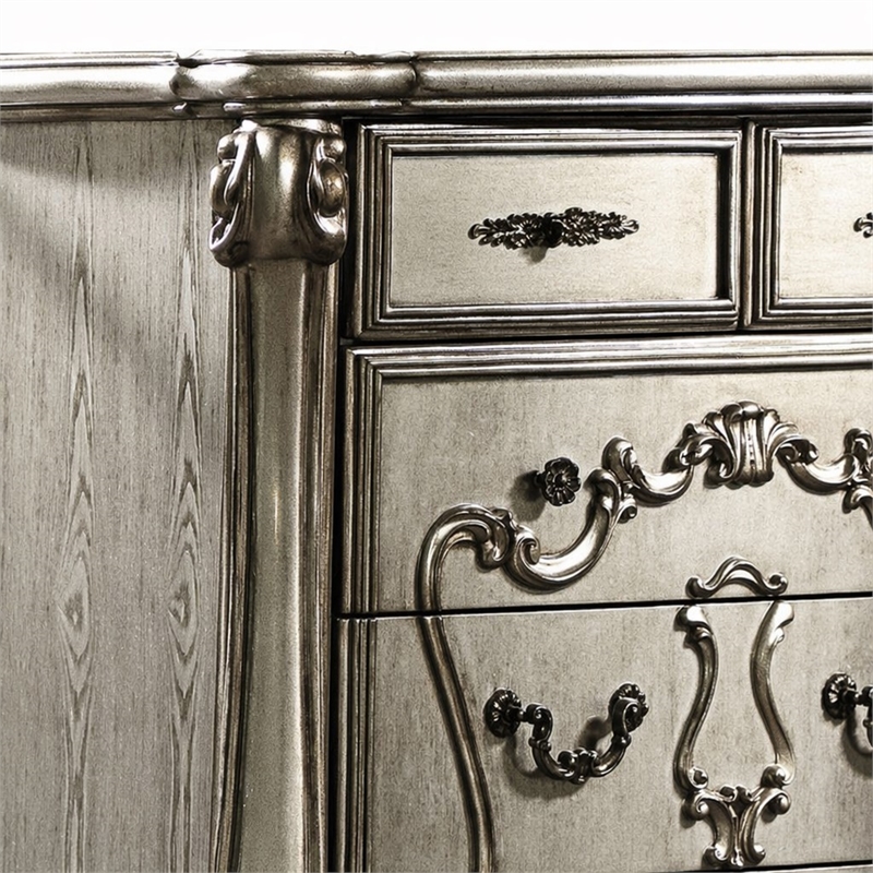 Bowery Hill 5-Drawer Wooden Bedroom Chest in Antique Platinum