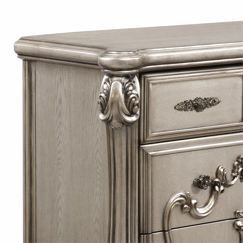 Bowery Hill 5-Drawer Wooden Bedroom Chest in Antique Platinum