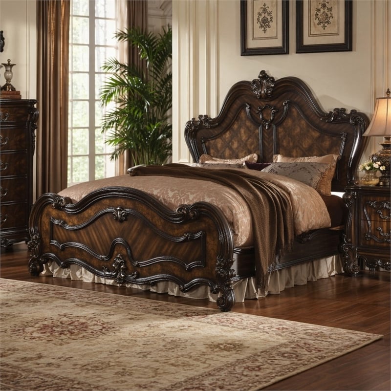 Bowery Hill California King Wooden Panel Bed in Cherry Oak