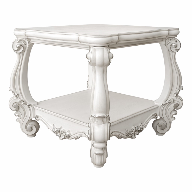 Bowery Hill Square End Table with Scrolled Legs and Lower Shelf