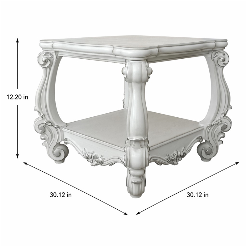 Bowery Hill Square End Table with Scrolled Legs and Lower Shelf