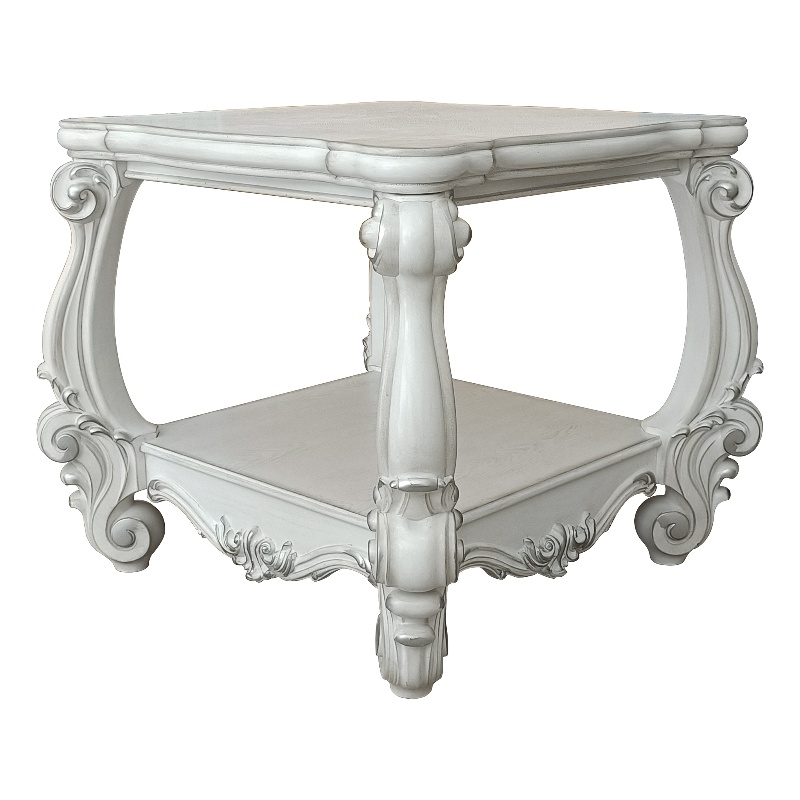 Bowery Hill Square End Table with Scrolled Legs and Lower Shelf