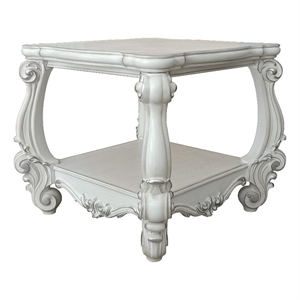 Bowery Hill Square End Table with Scrolled Legs and Lower Shelf