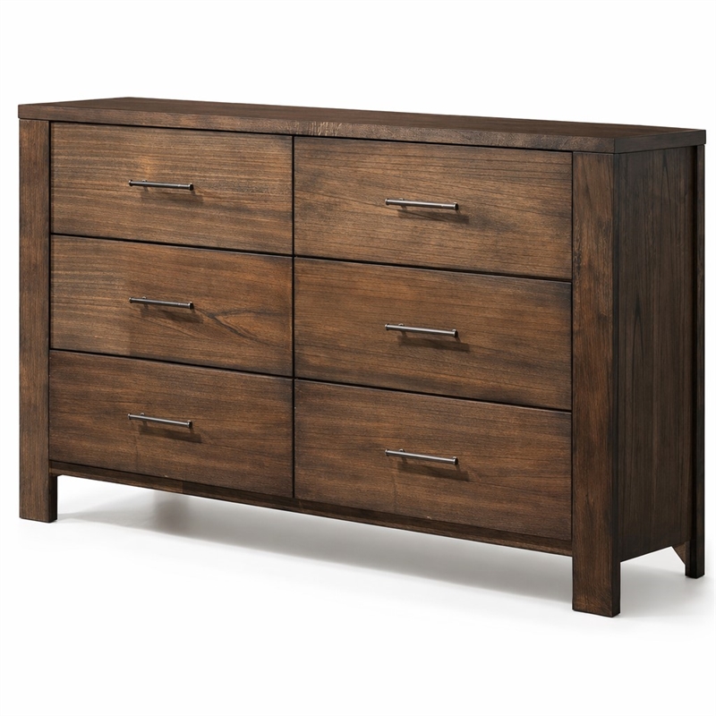 Bowery Hill 6-Drawer Dresser in Oak Wood Finish
