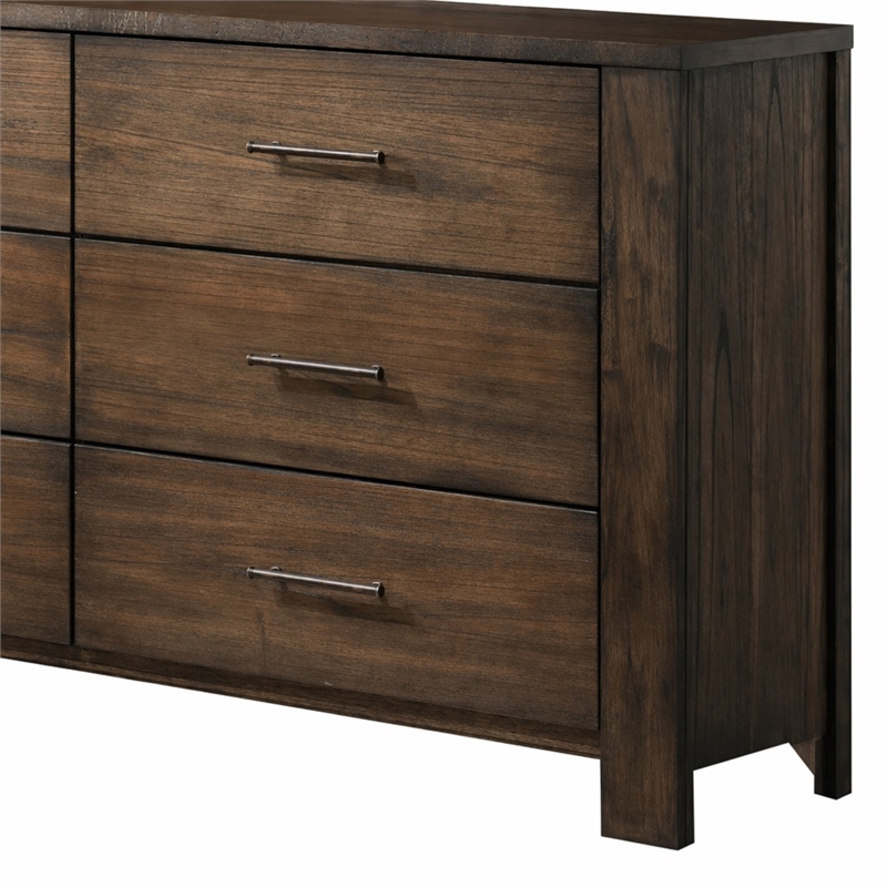 Bowery Hill 6-Drawer Dresser in Oak Wood Finish