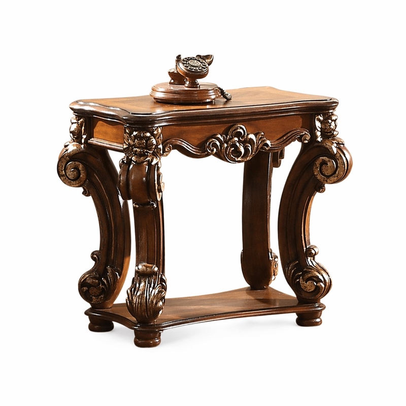Bowery Hill Rectangular End Table with Bottom Shelf in Cherry Finish