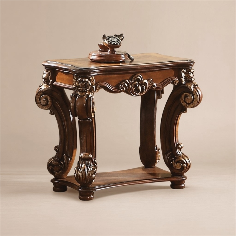 Bowery Hill Rectangular End Table with Bottom Shelf in Cherry Finish