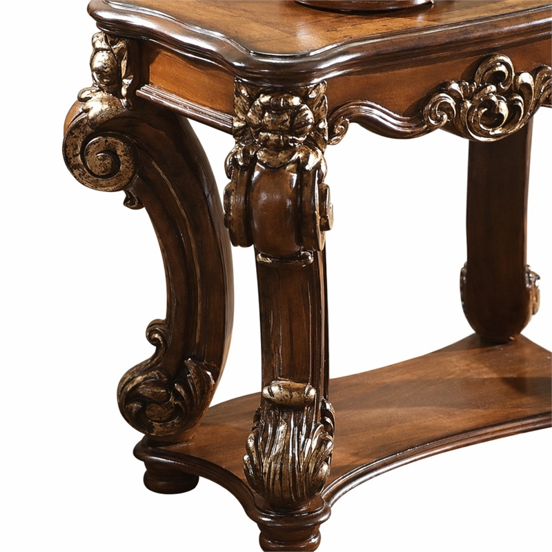 Bowery Hill Rectangular End Table with Bottom Shelf in Cherry Finish