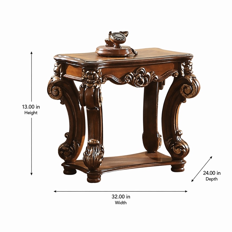 Bowery Hill Rectangular End Table with Bottom Shelf in Cherry Finish