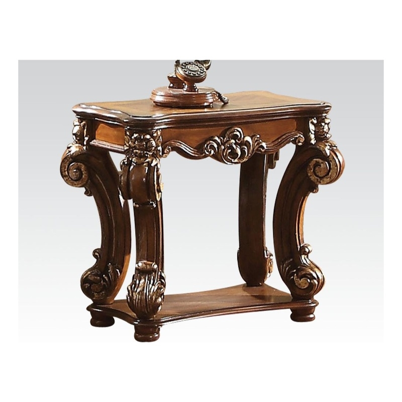 Bowery Hill Rectangular End Table with Bottom Shelf in Cherry Finish