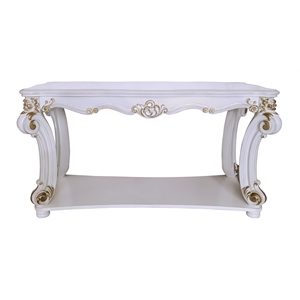 Bowery Hill Wooden Sofa Table with Scrolled Legs in Antique Pearl Finish