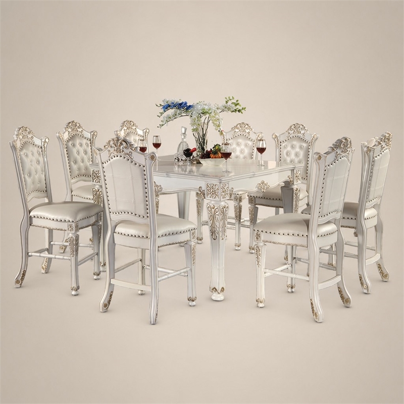 Bowery Hill Wooden Counter Height Table in Antique Pearl Finish