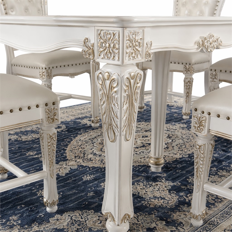 Bowery Hill Wooden Counter Height Table in Antique Pearl Finish
