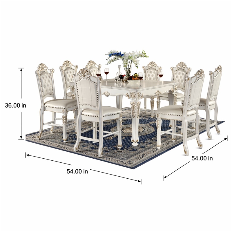 Bowery Hill Wooden Counter Height Table in Antique Pearl Finish