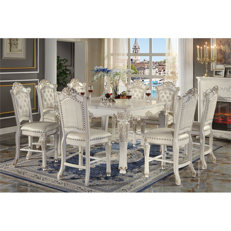 Bowery Hill Wooden Counter Height Table in Antique Pearl Finish