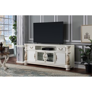 Bowery Hill Transitional Wood TV Stand for TVs up to 83 in Pearl Finish