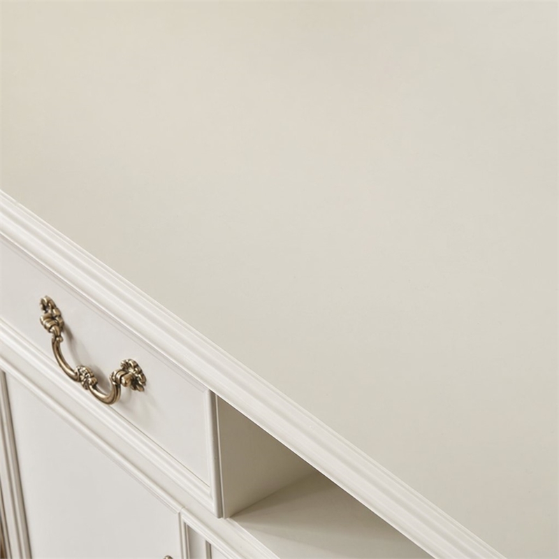 Bowery Hill Transitional Wood TV Stand for TVs up to 83 in Pearl Finish