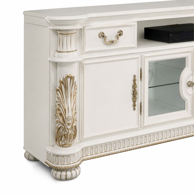 Bowery Hill Transitional Wood TV Stand for TVs up to 83 in Pearl Finish