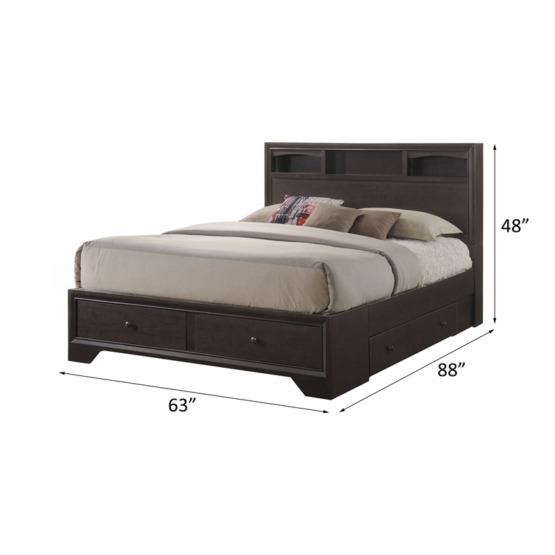 Bowery Hill Queen Wood Platform Bed with Storage in Espresso