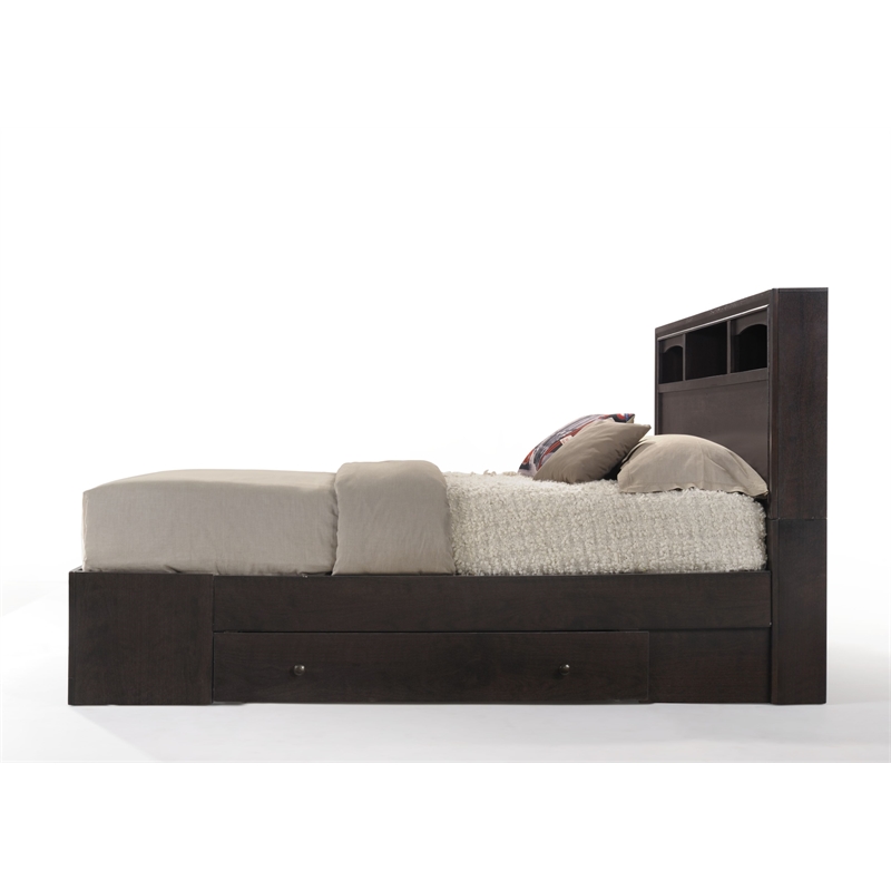 Bowery Hill Queen Wood Platform Bed with Storage in Espresso