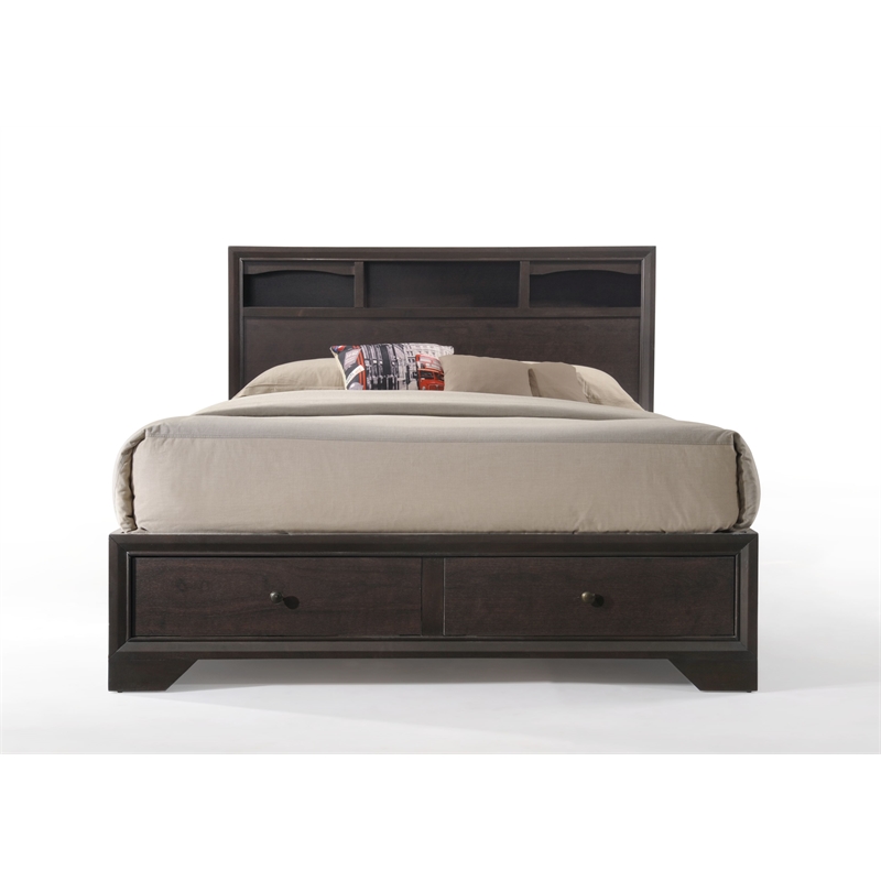 Bowery Hill Queen Wood Platform Bed with Storage in Espresso