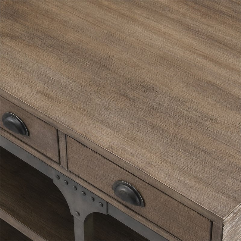 Bowery Hill 3-Drawer Wooden Writing Desk in Weathered Oak Finish