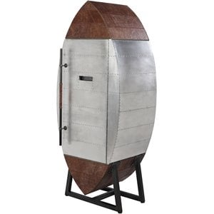 Bowery Hill Wine Cooler Cabinet in Retro Brown and Aluminum