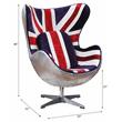 Bowery Hill Fabric Swivel Accent Chair with England Flag Pattern
