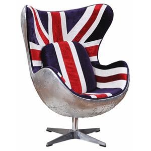 Bowery Hill Fabric Swivel Accent Chair with England Flag Pattern