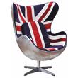 Bowery Hill Fabric Swivel Accent Chair with England Flag Pattern