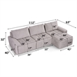 Bowery Hill Modular L-Shaped Sectional Sofa in Gray Linen Fabric