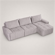 Bowery Hill Modular L-Shaped Sectional Sofa in Gray Linen Fabric