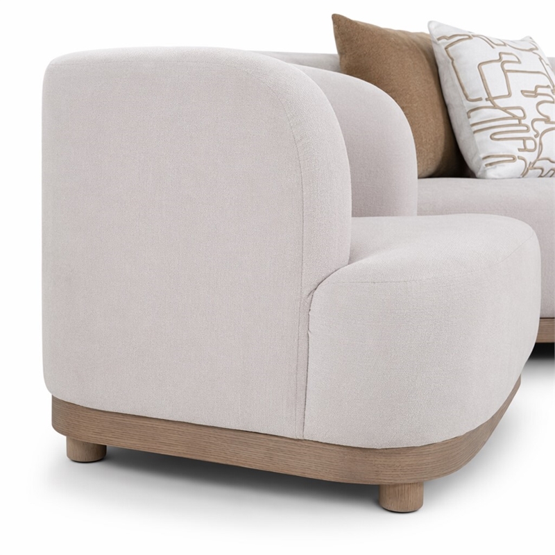 Bowery Hill Duncan Loveseat with 2 Pillows in Beige Chenille