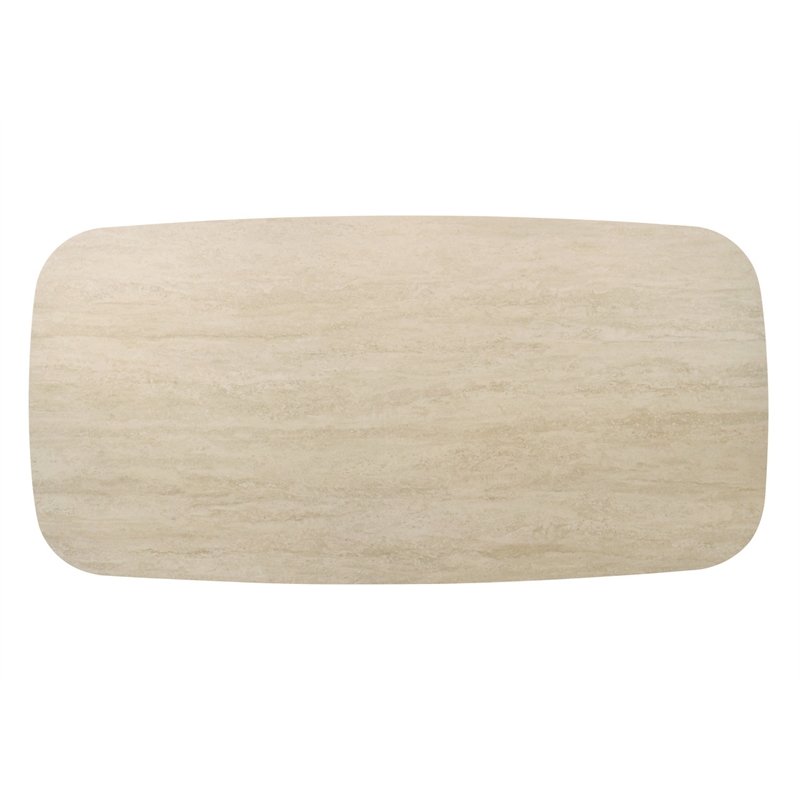 Bowery Hill Lark Dining Table with Travertine Top and Black Base