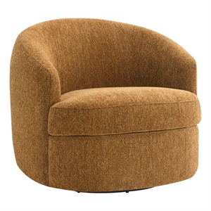 Bowery Hill Vega Swivel Accent Chair in Camel Chenille Upholstery