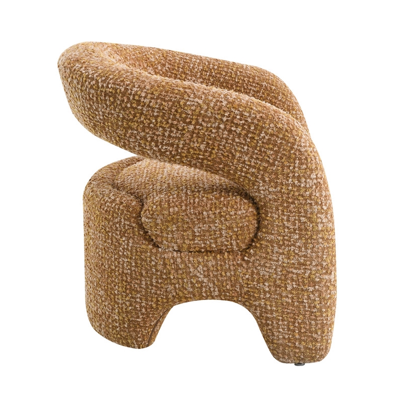 Bowery Hill Pelia Accent Chair with Rounded Barrel Frame in Orange Tweed