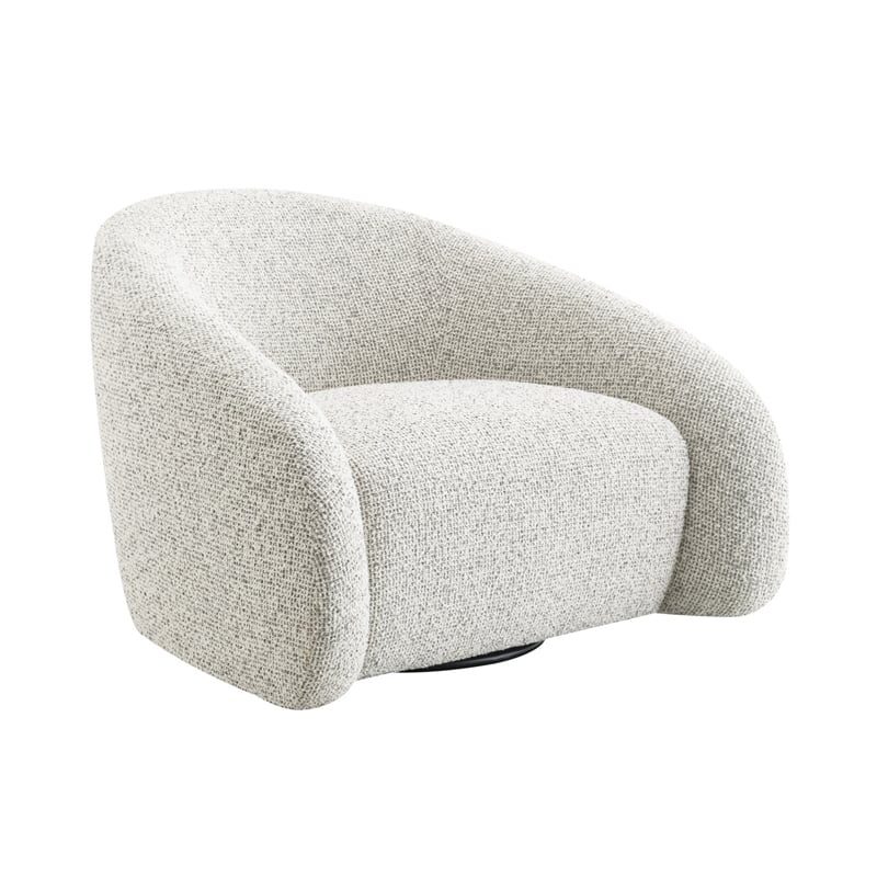 Bowery Hill Zoey Accent Chair with Swivel in White and Gray Tweed