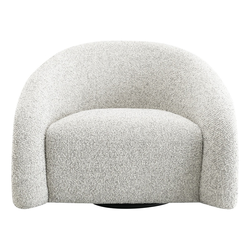 Bowery Hill Zoey Accent Chair with Swivel in White and Gray Tweed