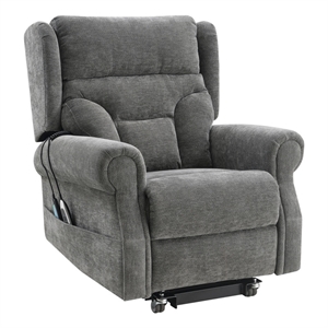 Bowery Hill Hyun Power Recliner with Lift Heating and Massage in Gray