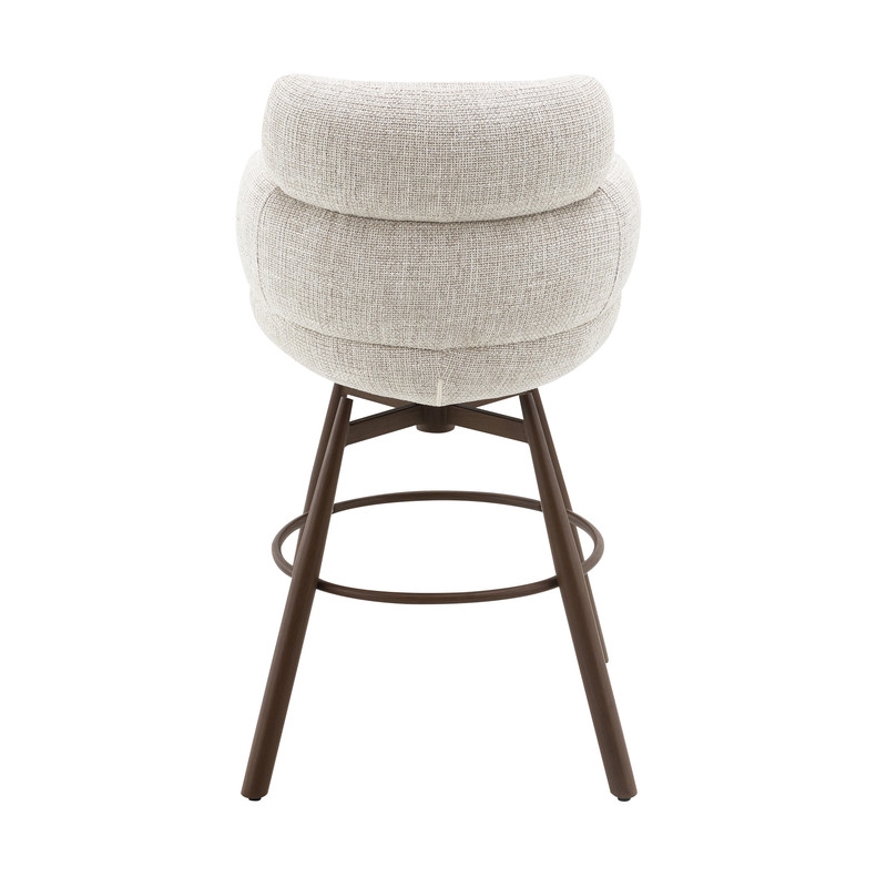 Bowery Hill Jena Counter Height Swivel Chair in Beige Chenille & Walnut