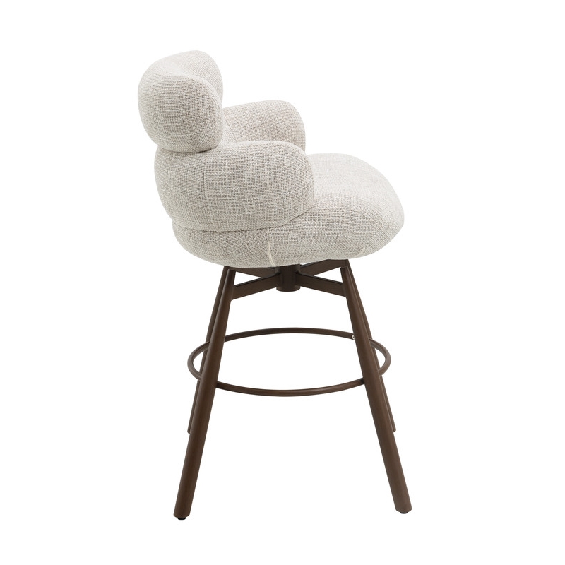 Bowery Hill Jena Counter Height Swivel Chair in Beige Chenille & Walnut