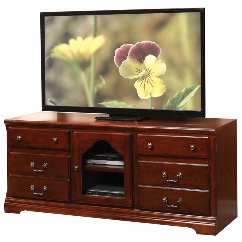 Bowery Hill Hercules TV Stand in Cherry with Storage for Up to 59-In TVs