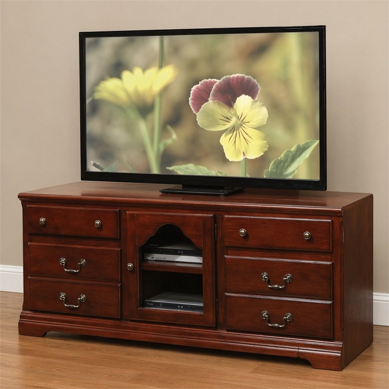 Bowery Hill Hercules TV Stand in Cherry with Storage for Up to 59-In TVs